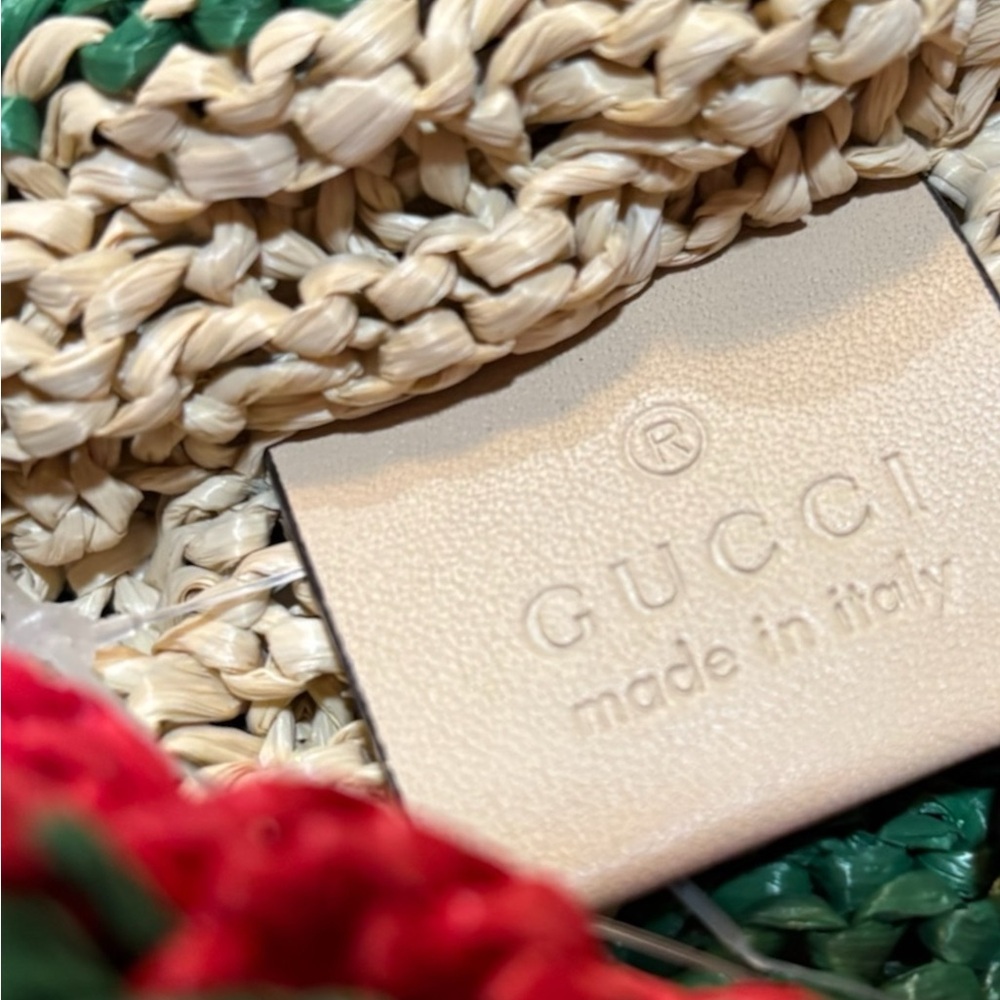 Gucci Web Crossbody Raffia Bag - Picture 4 of 6